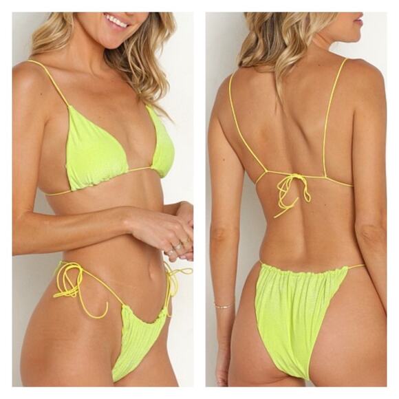 Its Now Cool - The String Bikini Top & The Gathered Tie Pant in Citrine Lurex - Picture 2 of 10